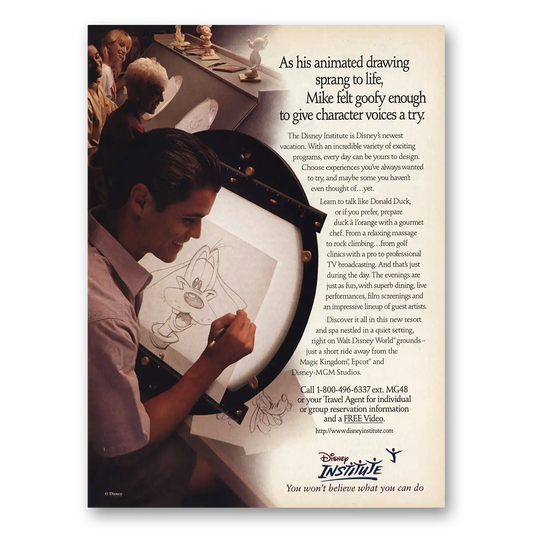 1997 Disney Institute Animated Drawing Sprang to Life Vintage Magazine Print Ad