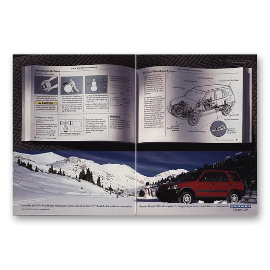 1997 Honda CRV Operating In the Snow Vintage Magazine Print Ad