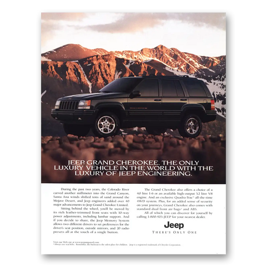 1997 Jeep Grand Cherokee Luxury of Jeep Engineering Vintage Magazine Print Ad