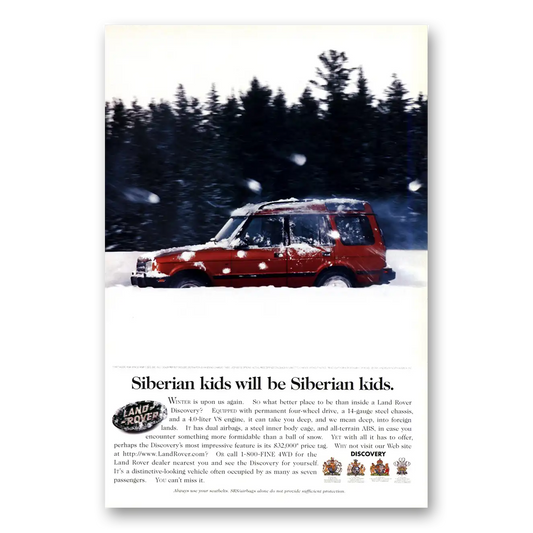 1997 Land Rover Siberian Kids Will Be Siberian Kids Vintage Magazine Print Ad