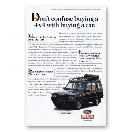 1997 Land Rover Confuse Buying a 4x4 Vintage Magazine Print Ad