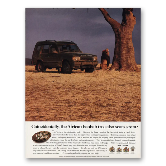 1997 Land Rover African Baobab Tree Also Seats Seven Vintage Magazine Print Ad