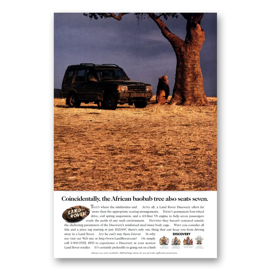 1997 Land Rover African Baobab Tree Also Seats Seven Vintage Magazine Print Ad