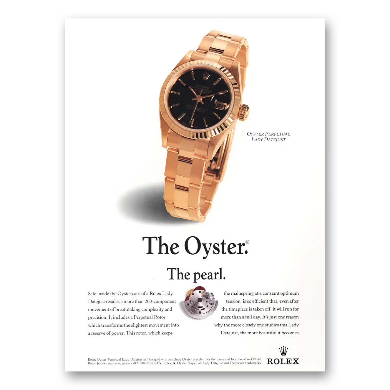 1997 Rolex The Oyster The Pearl Vintage Magazine Print Ad