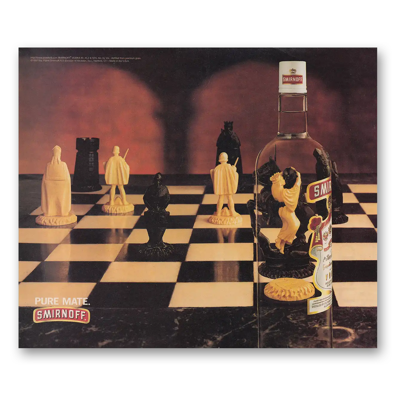 1997 Smirnoff Vodka Pure Mate Chess Vintage Magazine Print Ad