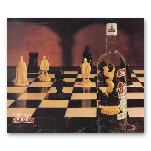 1997 Smirnoff Vodka Pure Mate Chess Vintage Magazine Print Ad