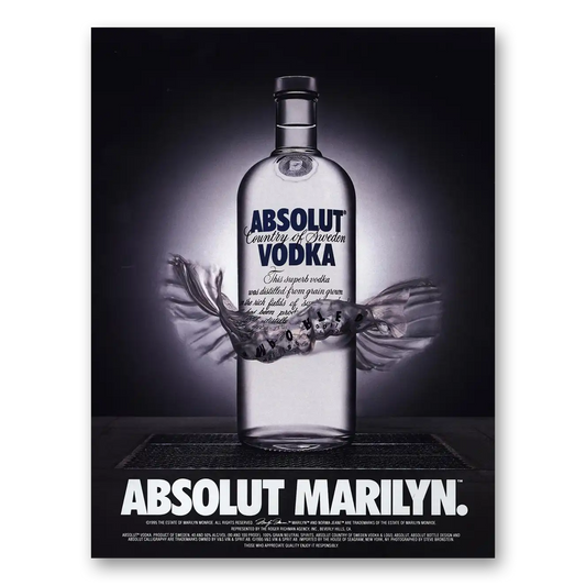 1998 Absolut Vodka Absolut Marilyn Vintage Magazine Print Ad