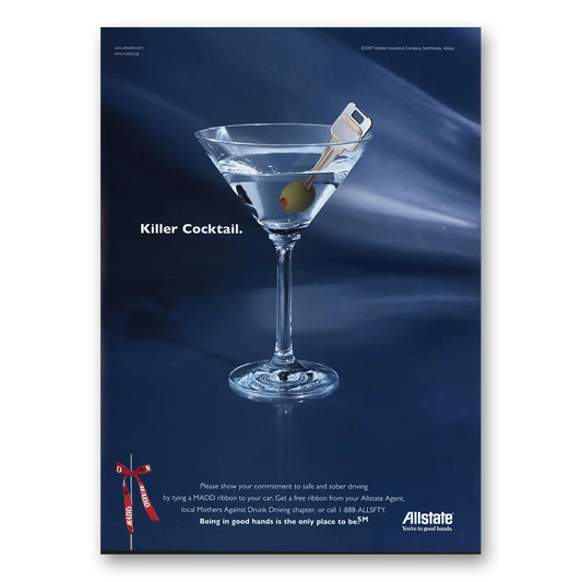 1998 Allstate Insurance Killer Cocktail Vintage Magazine Print Ad