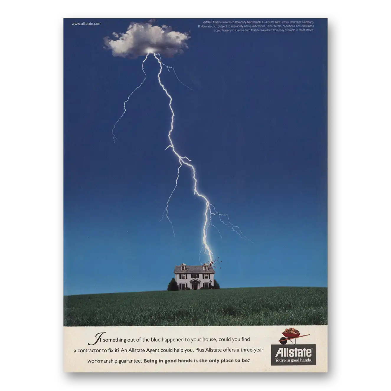 1998 Allstate Insurance Something Out of the Blue Vintage Magazine Print Ad