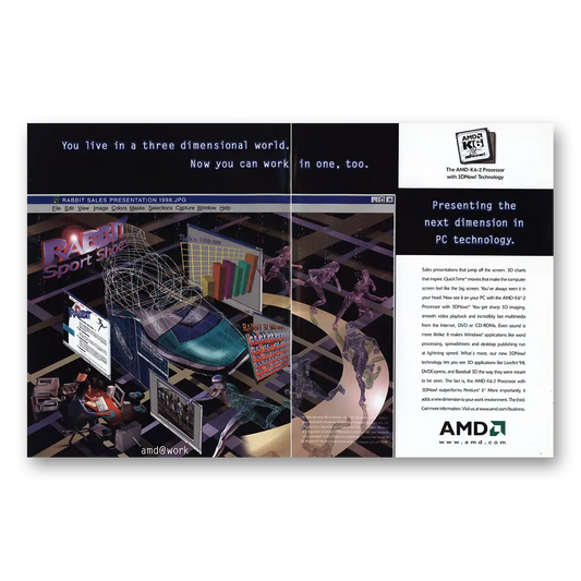 1998 AMD K6 Processor You Live In a Three Dimensional World Vintage Magazine Print Ad