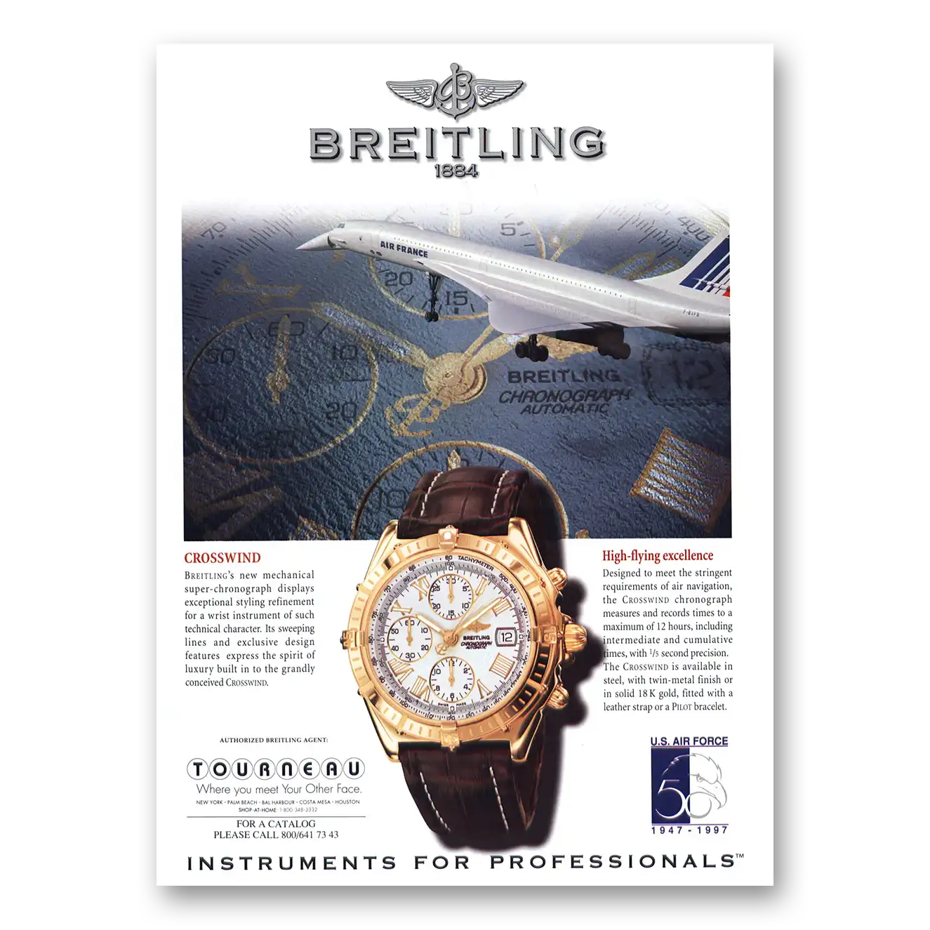 1998 Breitling Watch Crosswind High Flying Excellence Vintage Magazine Print Ad