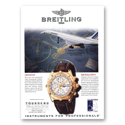 1998 Breitling Watch Crosswind High Flying Excellence Vintage Magazine Print Ad