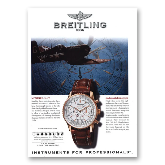 1998 Breitling Watch Montbrillant Pioneering Days Vintage Magazine Print Ad