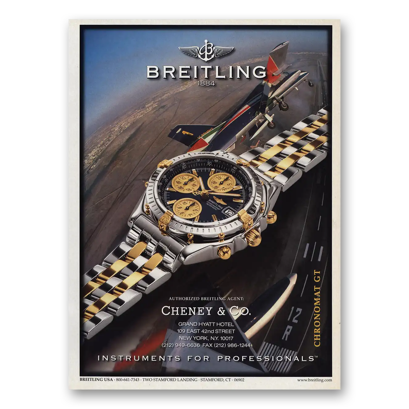 1998 Breitling Watch Chronomat GT Vintage Magazine Print Ad