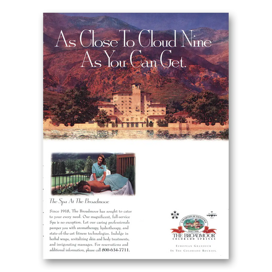 1998 Broadmoor Hotel Colorado Springs Close to Cloud Nine Vintage Magazine Print Ad