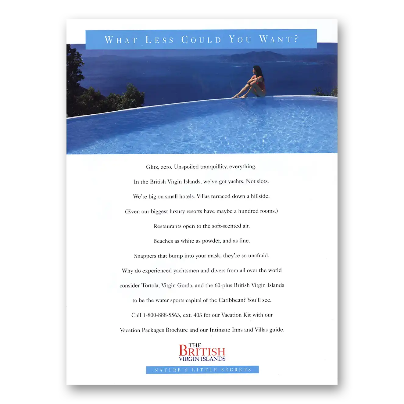 1998 British Virgin Islands What Less Could You Want Vintage Magazine Print Ad