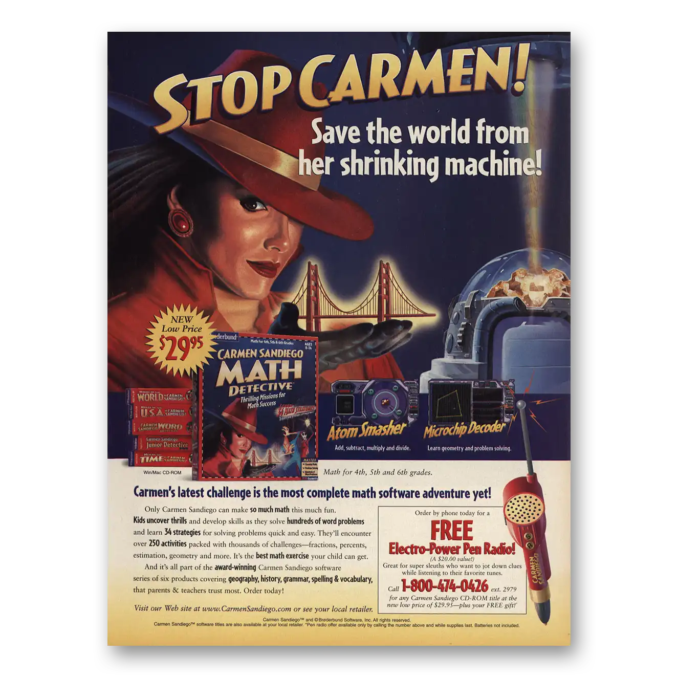 1998 Carmen Sandiego Math Detective Vintage Magazine Print Ad