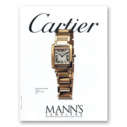 1998 Cartier Watches Tank Francaise Watch Gold Vintage Magazine Print Ad