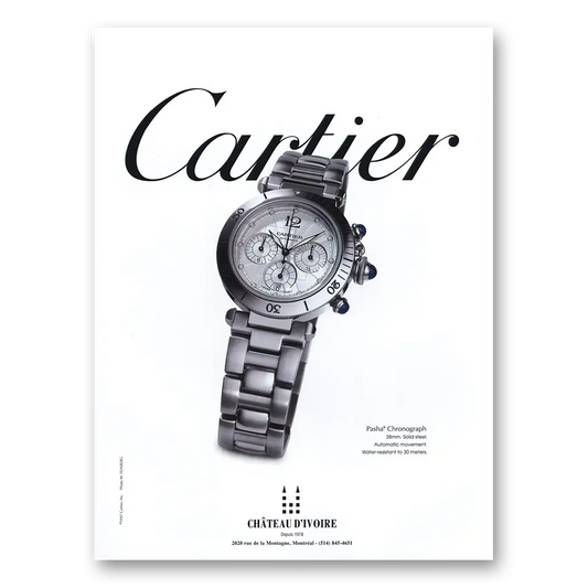 1998 Cartier Watches Pasha Chronograph Vintage Magazine Print Ad