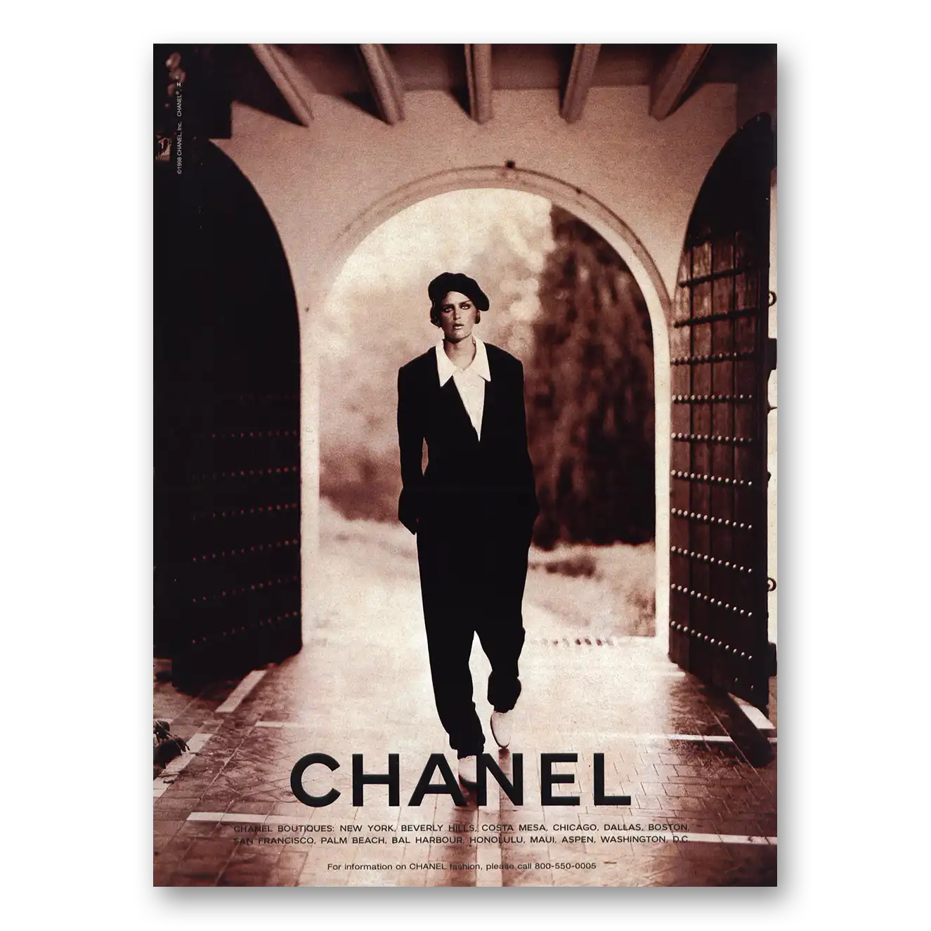 1998 Chanel Fashion Black Suit Vintage Magazine Print Ad