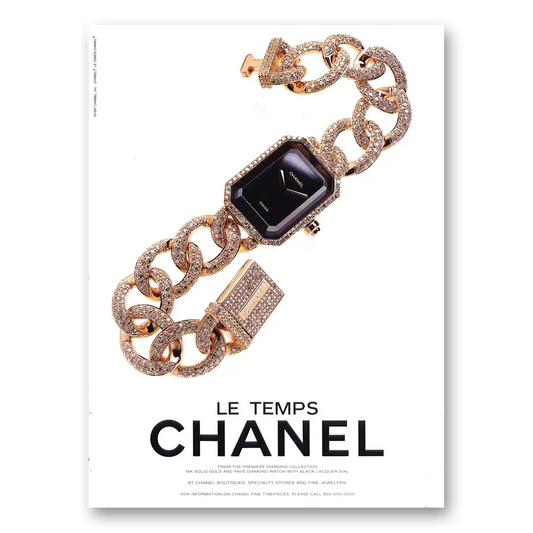 1998 Chanel Watches Le Temps Diamond Collection Vintage Magazine Print Ad