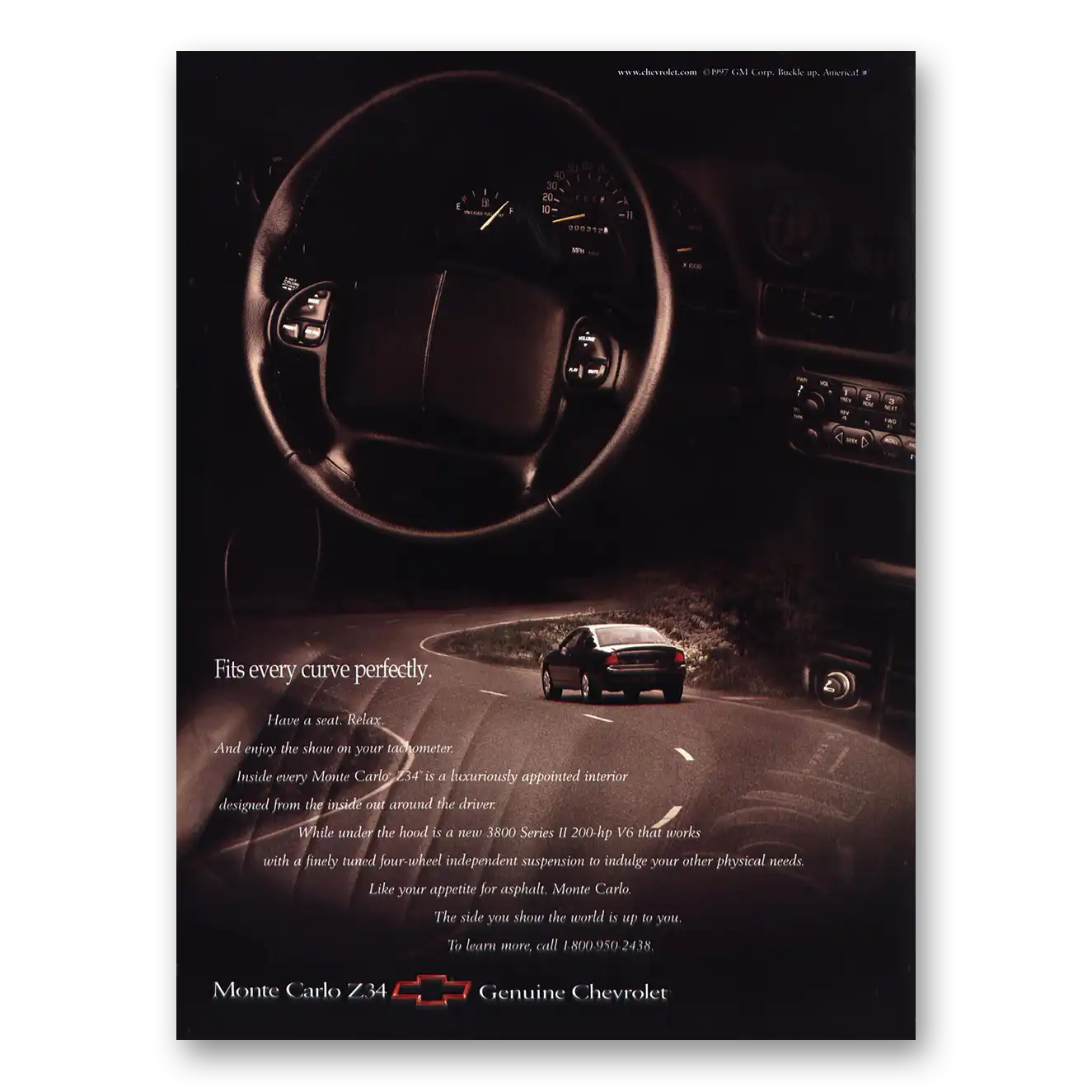 1998 Chevrolet Monte Carlo Fits Every Curve Perfectly Vintage Magazine Print Ad