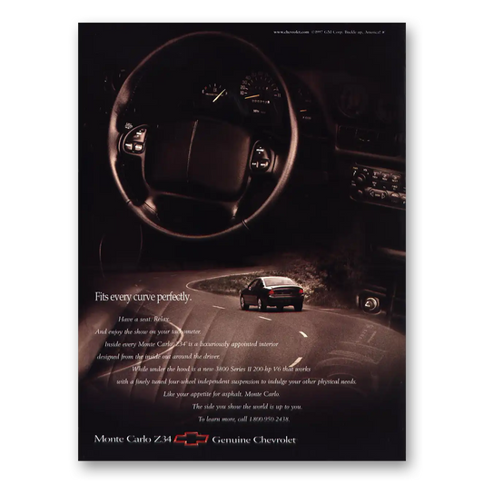 1998 Chevrolet Monte Carlo Fits Every Curve Perfectly Vintage Magazine Print Ad