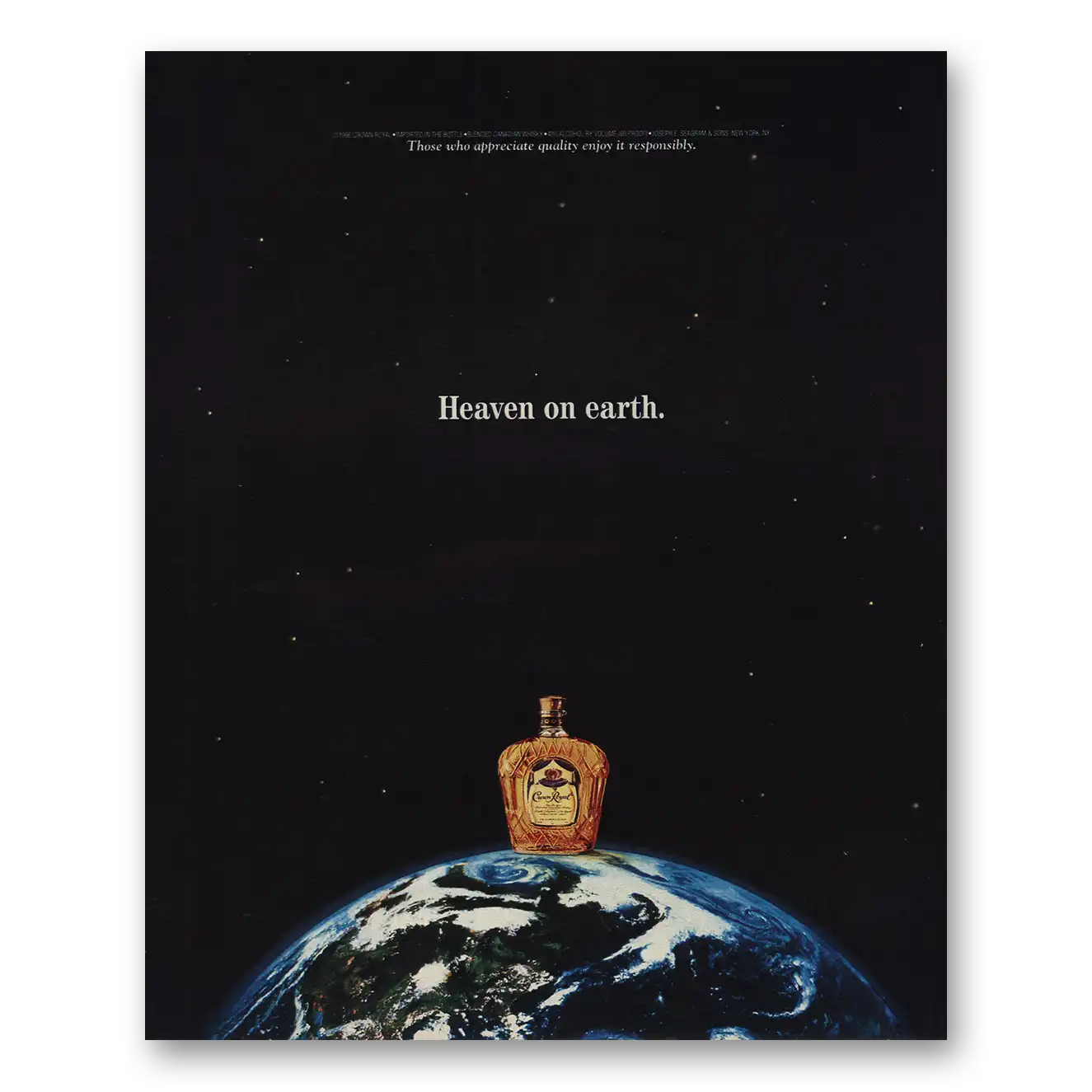 1998 Crown Royal Heaven On Earth Vintage Magazine Print Ad