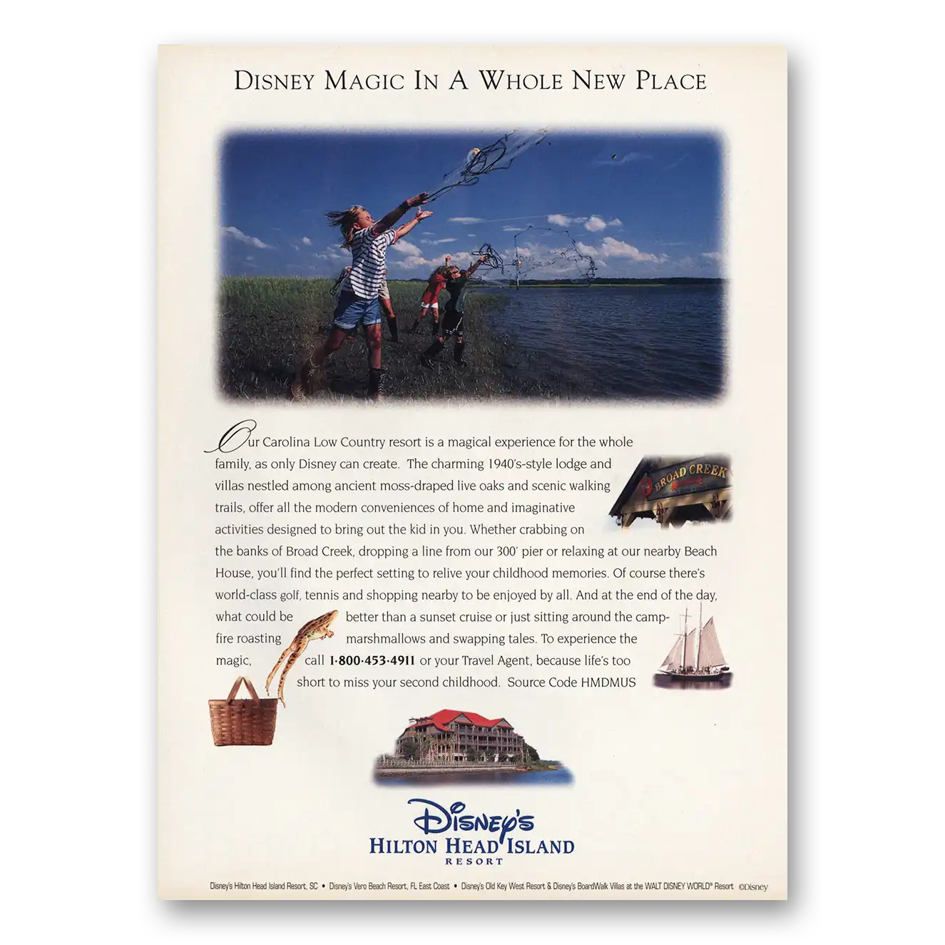 1998 Disneys Hilton Head Island Resort Whole New Place Vintage Magazine Print Ad