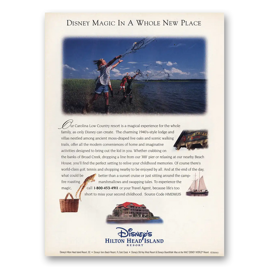 1998 Disneys Hilton Head Island Resort Whole New Place Vintage Magazine Print Ad