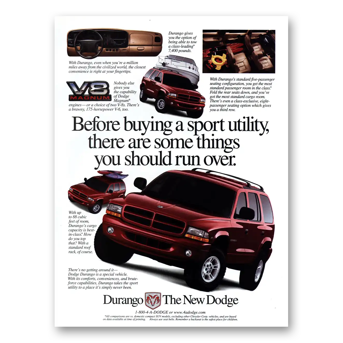 1998 Dodge Durango Things You Should Run Over Vintage Magazine Print Ad