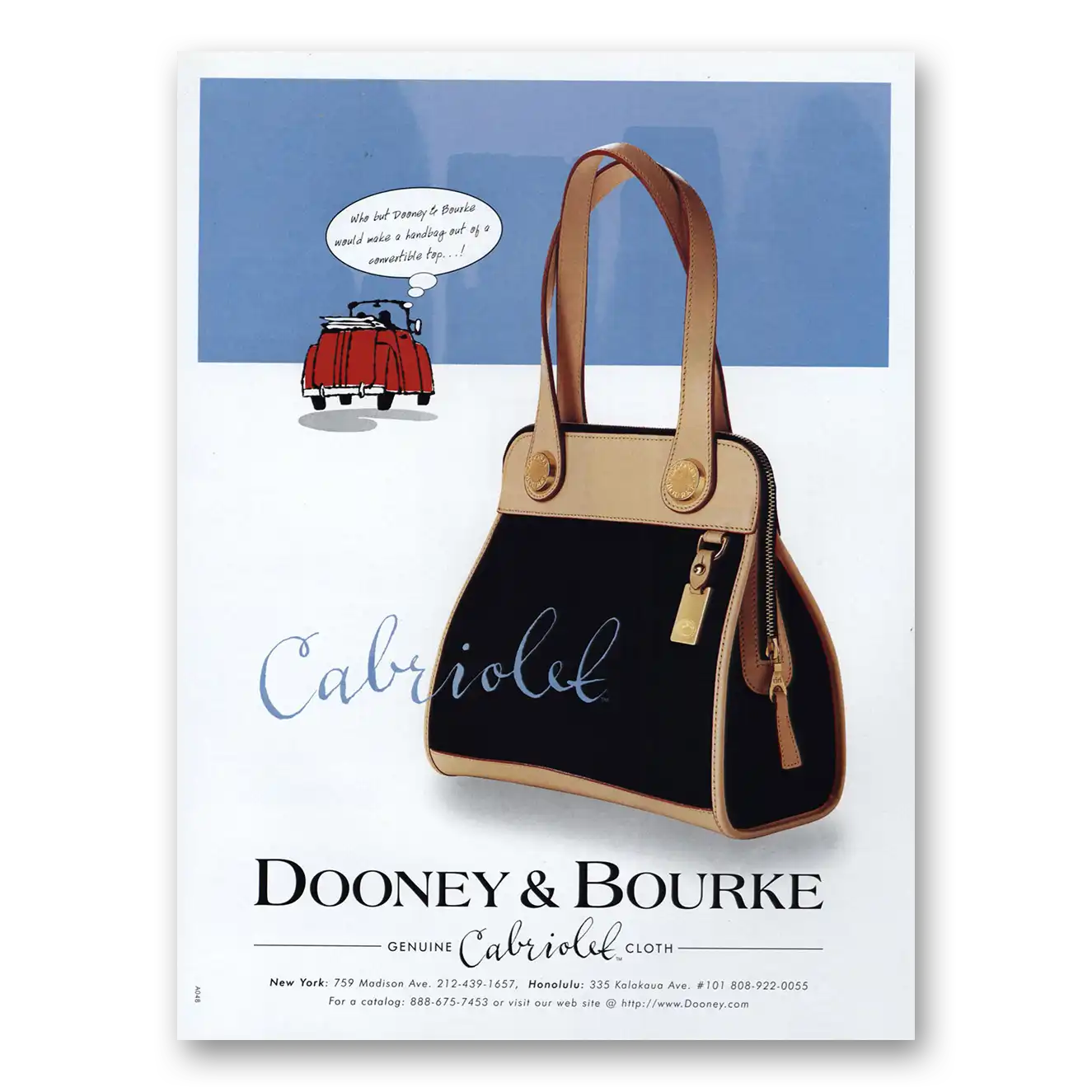 1998 Dooney & Bourke Handbag Cabriolet Cloth Vintage Magazine Print Ad