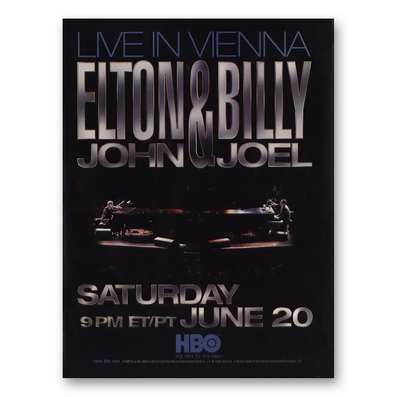 1998 Elton John and Billy Joel Live In Vienna Vintage Magazine Print Ad