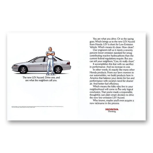 1998 Honda Accord LEV Accord Mr Clean Drive One Vintage Magazine Print Ad