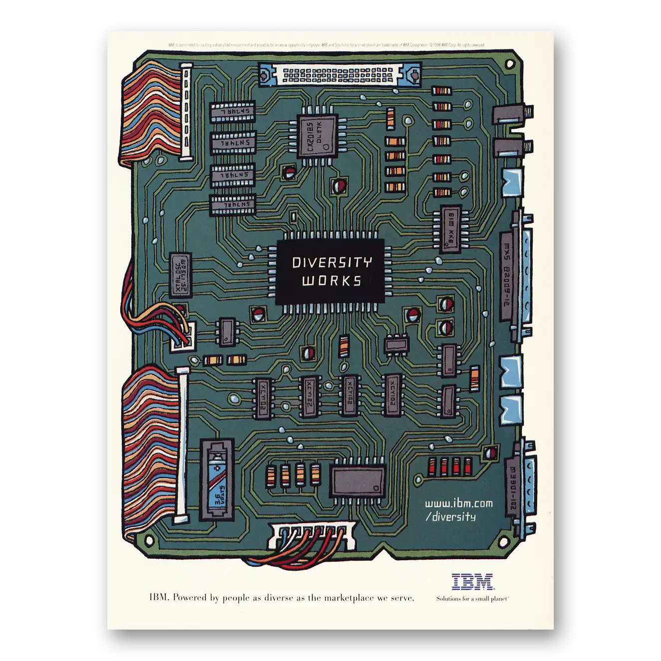 1998 IBM Computers Diversity Works Vintage Magazine Print Ad