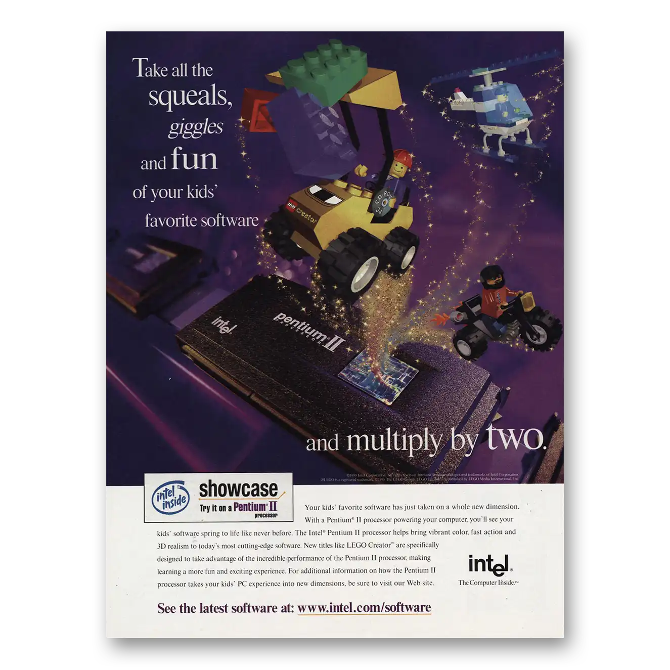 1998 Intel Squeals Giggles and Fun Vintage Magazine Print Ad