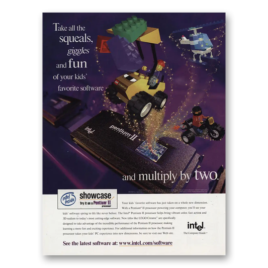 1998 Intel Squeals Giggles and Fun Vintage Magazine Print Ad