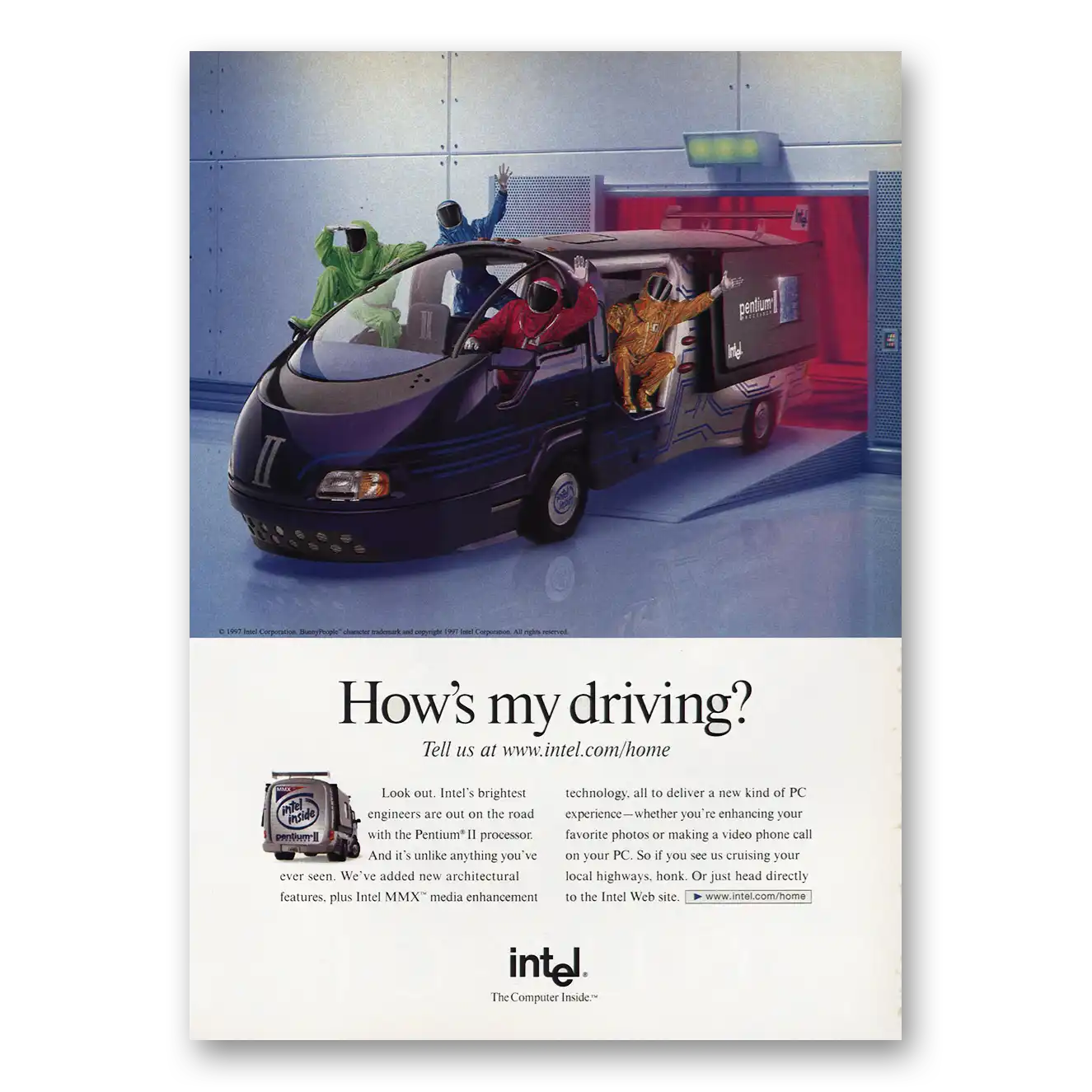 1998 Intel Hows My Driving Vintage Magazine Print Ad