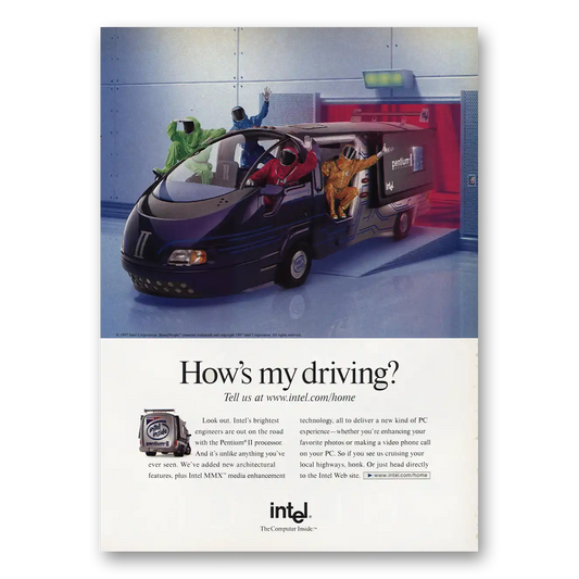 1998 Intel Hows My Driving Vintage Magazine Print Ad