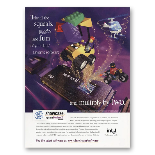 1998 Intel Pentium II Multiply By Two Vintage Magazine Print Ad