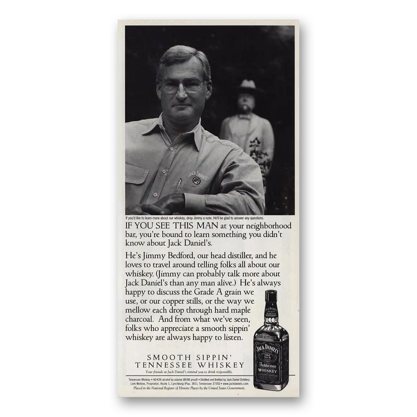 1998 Jack Daniels See This Man At Your Neighborhood Bar Vintage Magazine Print Ad