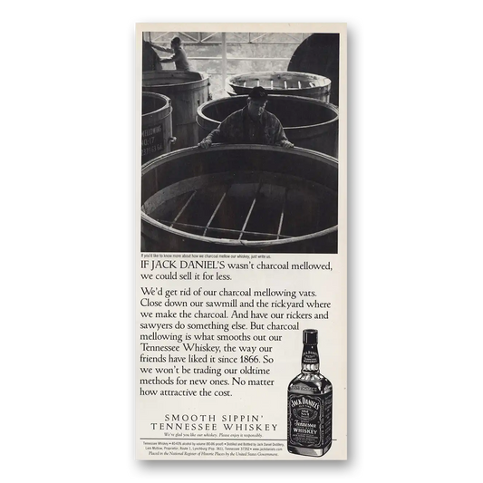 1998 Jack Daniels Charcoal Mellowed Vintage Magazine Print Ad