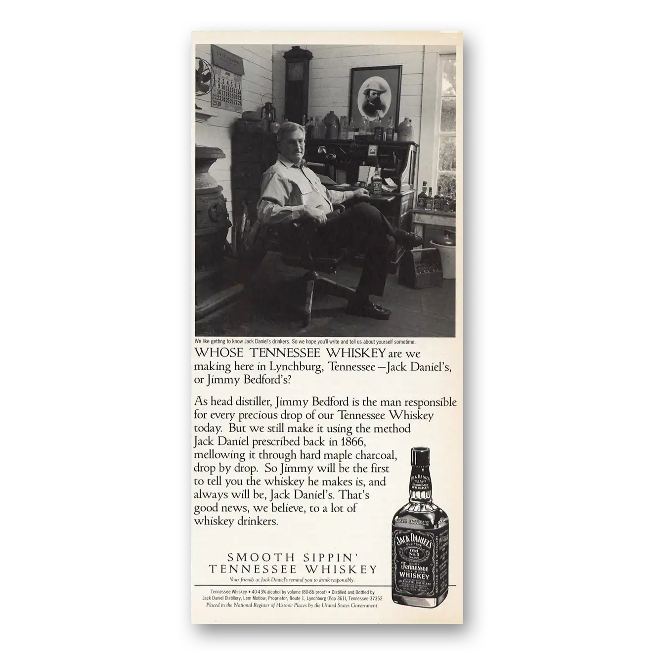 1998 Jack Daniels Whose Tennessee Whiskey Vintage Magazine Print Ad