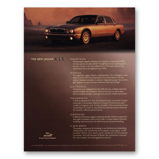 1998 Jaguar XJ8 Powertrain Interior Vintage Magazine Print Ad