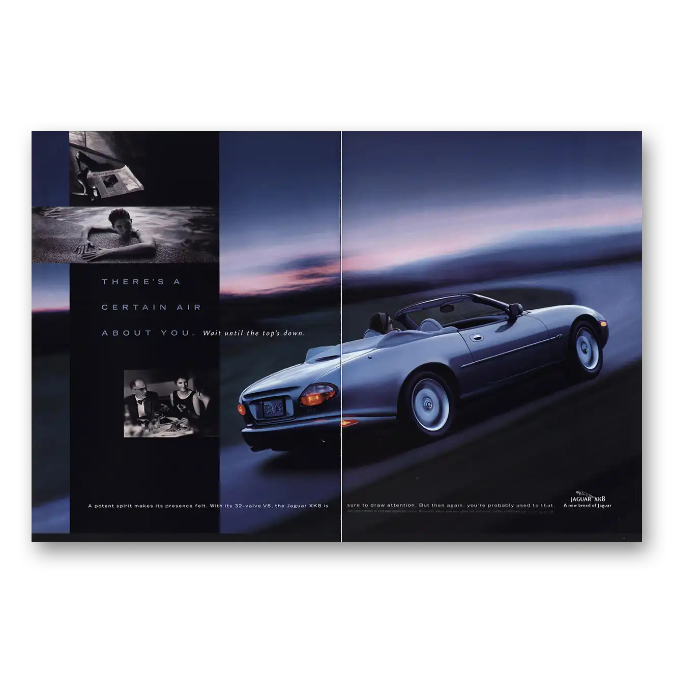 1998 Jaguar XK8 Convertible Certain Air About You Vintage Magazine Print Ad