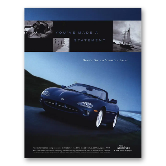 1998 Jaguar XK8 Exclamation Point Vintage Magazine Print Ad