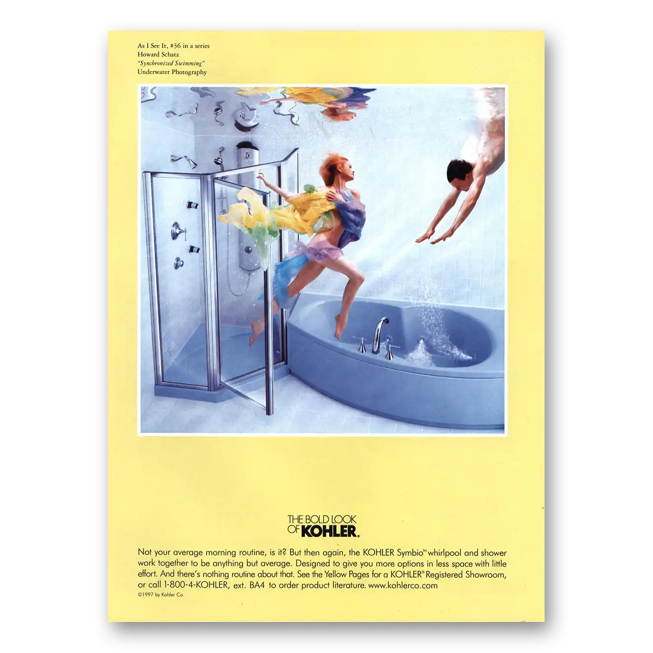 1998 Kohler Not Your Average Morning Routine Vintage Magazine Print Ad