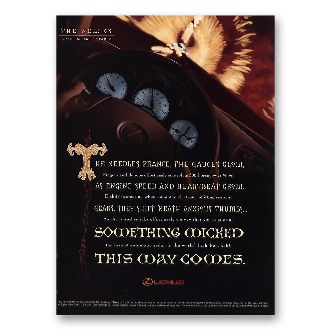 1998 Lexus Something Wicked This Way Comes Vintage Magazine Print Ad