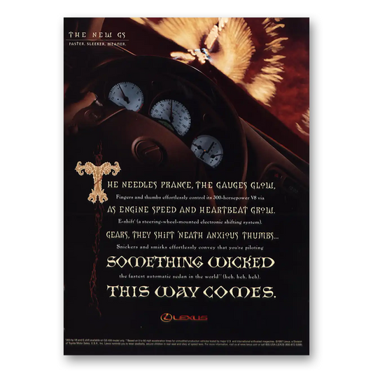 1998 Lexus Something Wicked This Way Comes Vintage Magazine Print Ad