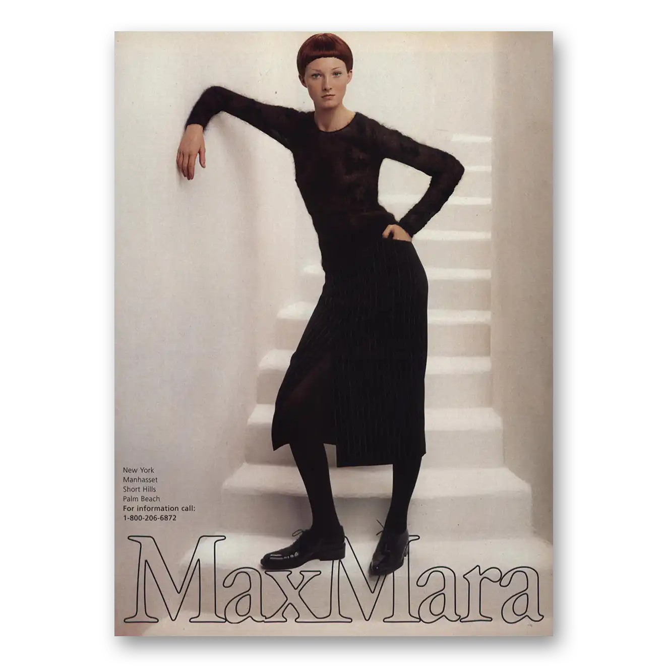 1998 Max Mara Fashion Black Dress Vintage Magazine Print Ad